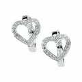 Sterling Silver Cubic Zirconia Heart Hoop Earrings